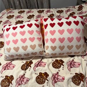 Magaschoni Home Heart Pattern Pillow Set of 2 - Red, Pink, Blush - 20 x 20